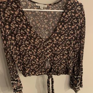 Boho Black Floral Top